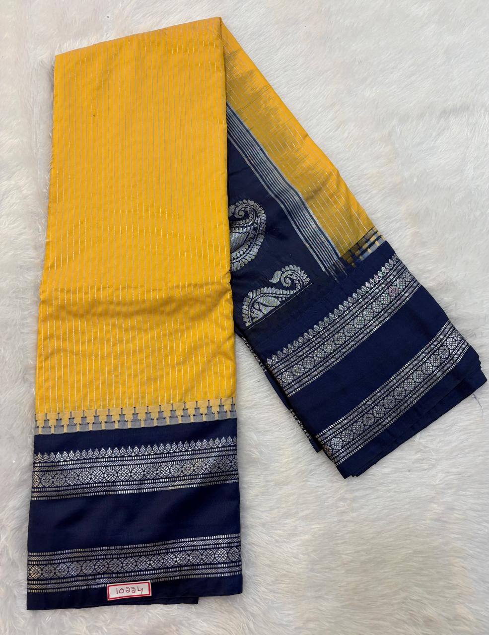 Semi Gadwal Small Border Silk Saree