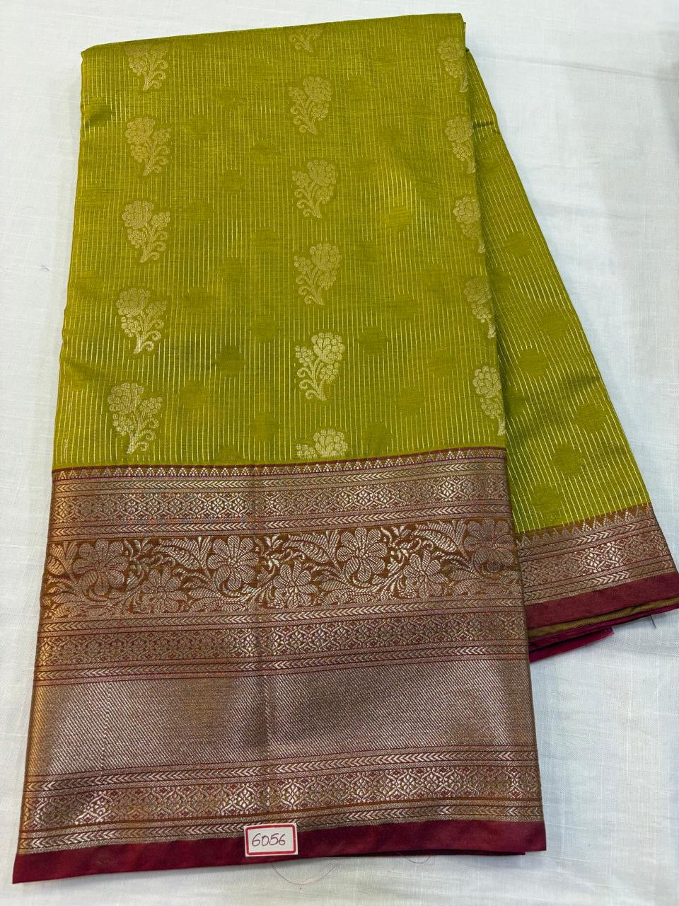 Semi Uppada Saree Light green with pink
