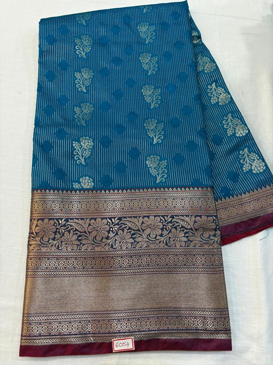 Semi Uppada Saree Blue with Pink