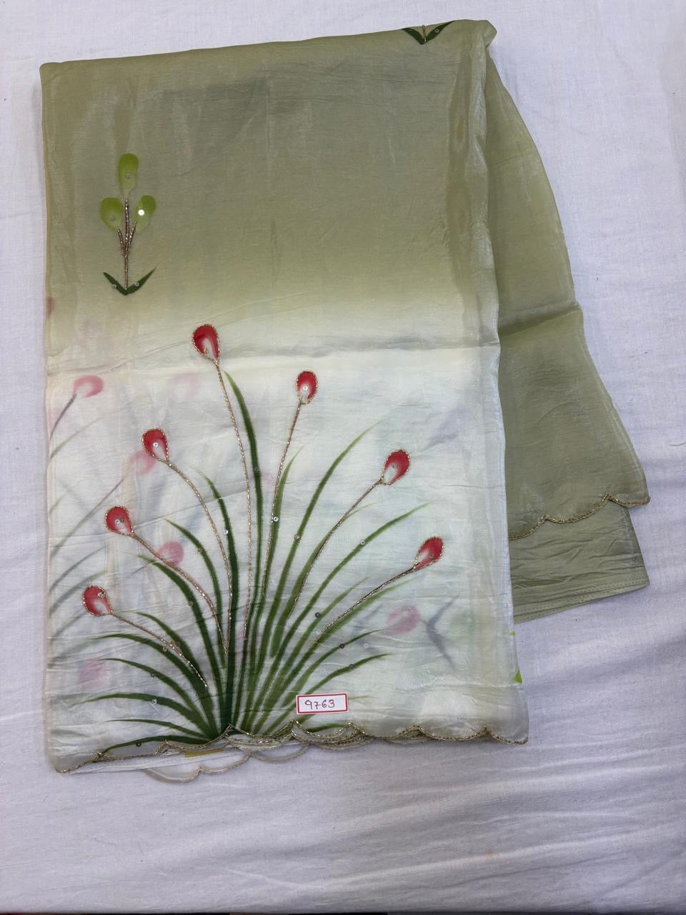 Soft Organza Hand painted Embroidery Saree