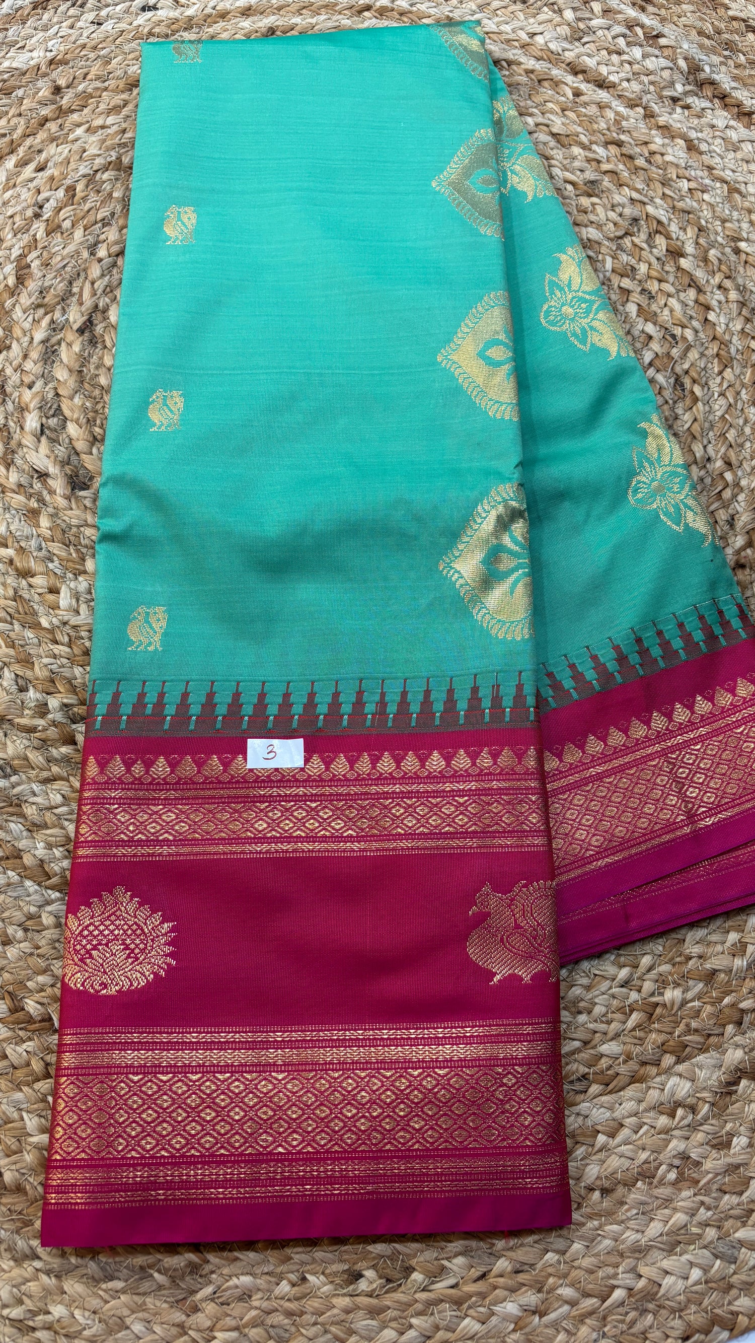 Semi Gadwal Silk Gap Border Sarees