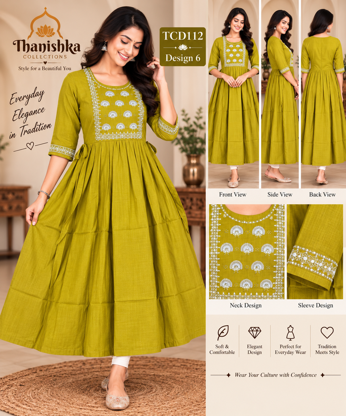 Vatican Silk Embroidery Umbrella Kurtis