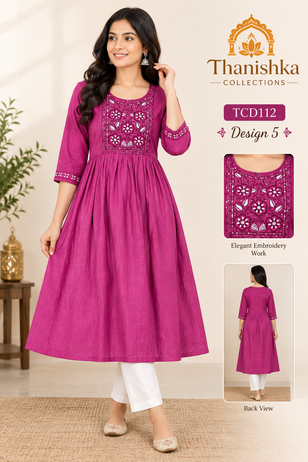 Vatican Silk Embroidery Umbrella Kurtis