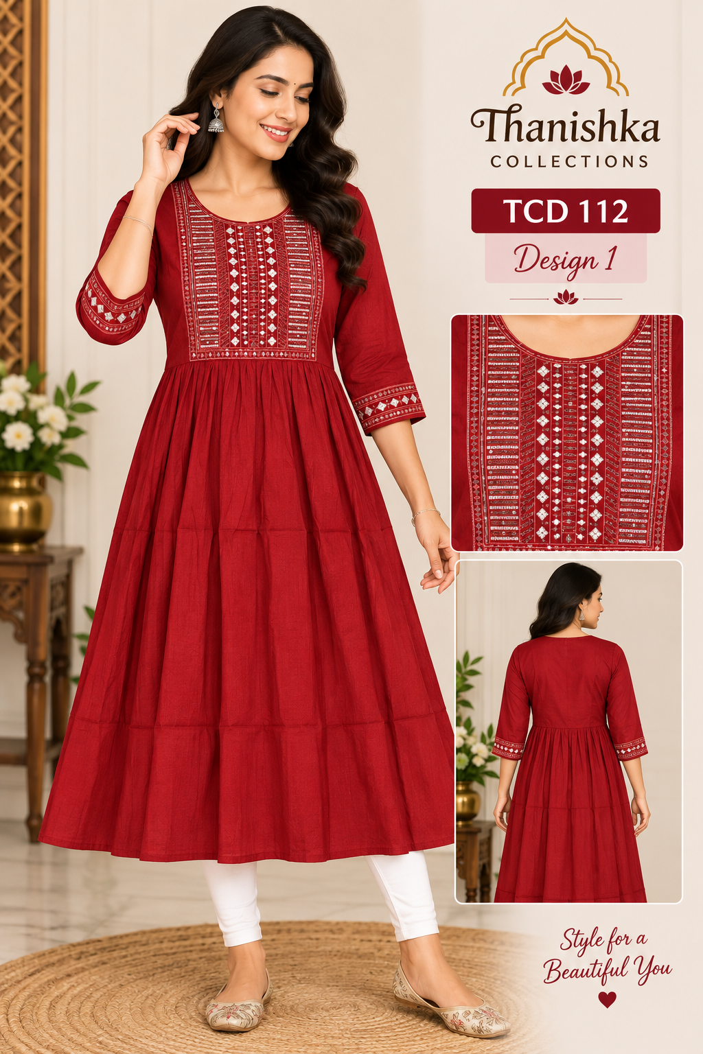 Vatican Silk Embroidery Umbrella Kurtis