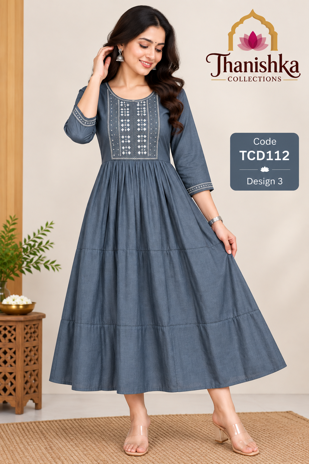 Vatican Silk Embroidery Umbrella Kurtis