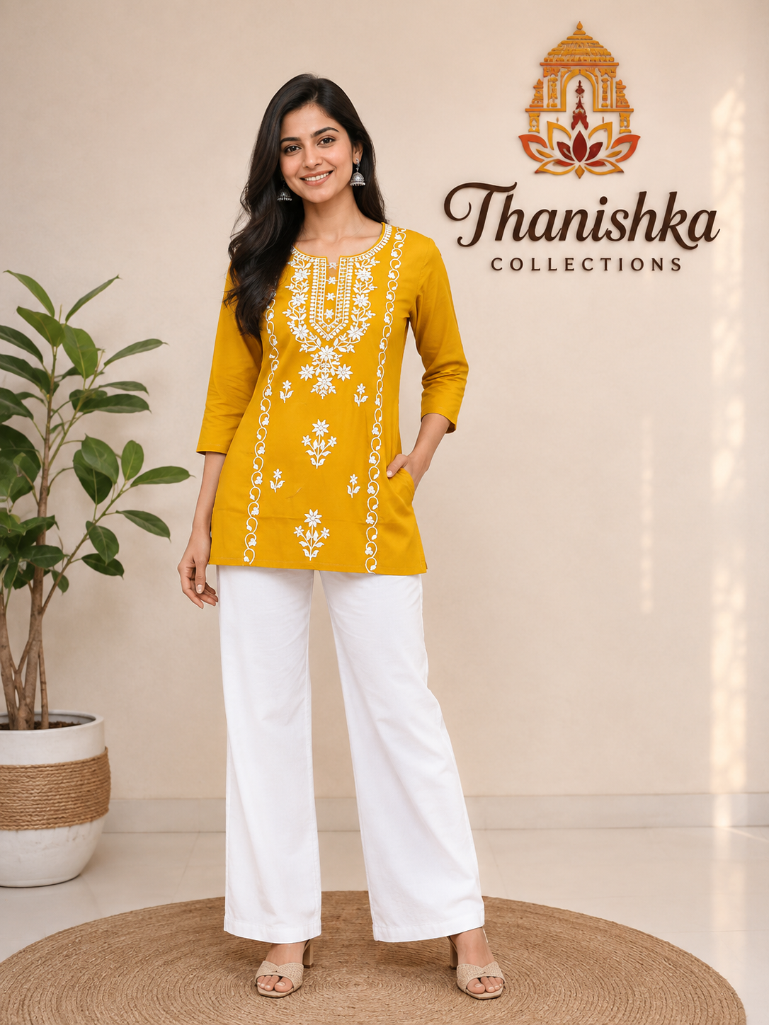 Rayon Lucknow work Short Top