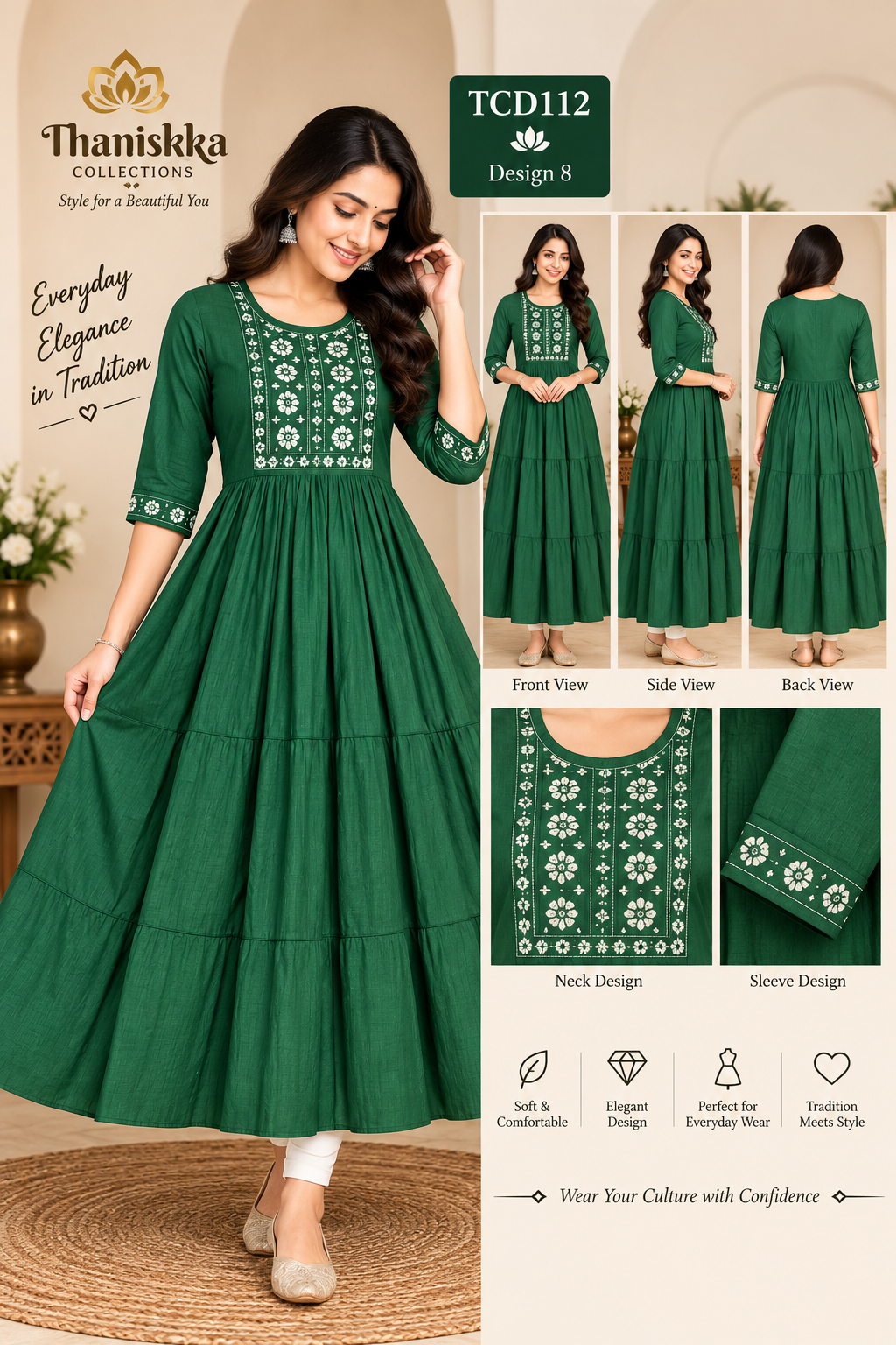 Vatican Silk Embroidery Umbrella Kurtis