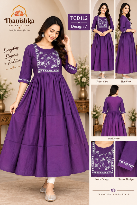 Vatican Silk Embroidery Umbrella Kurtis