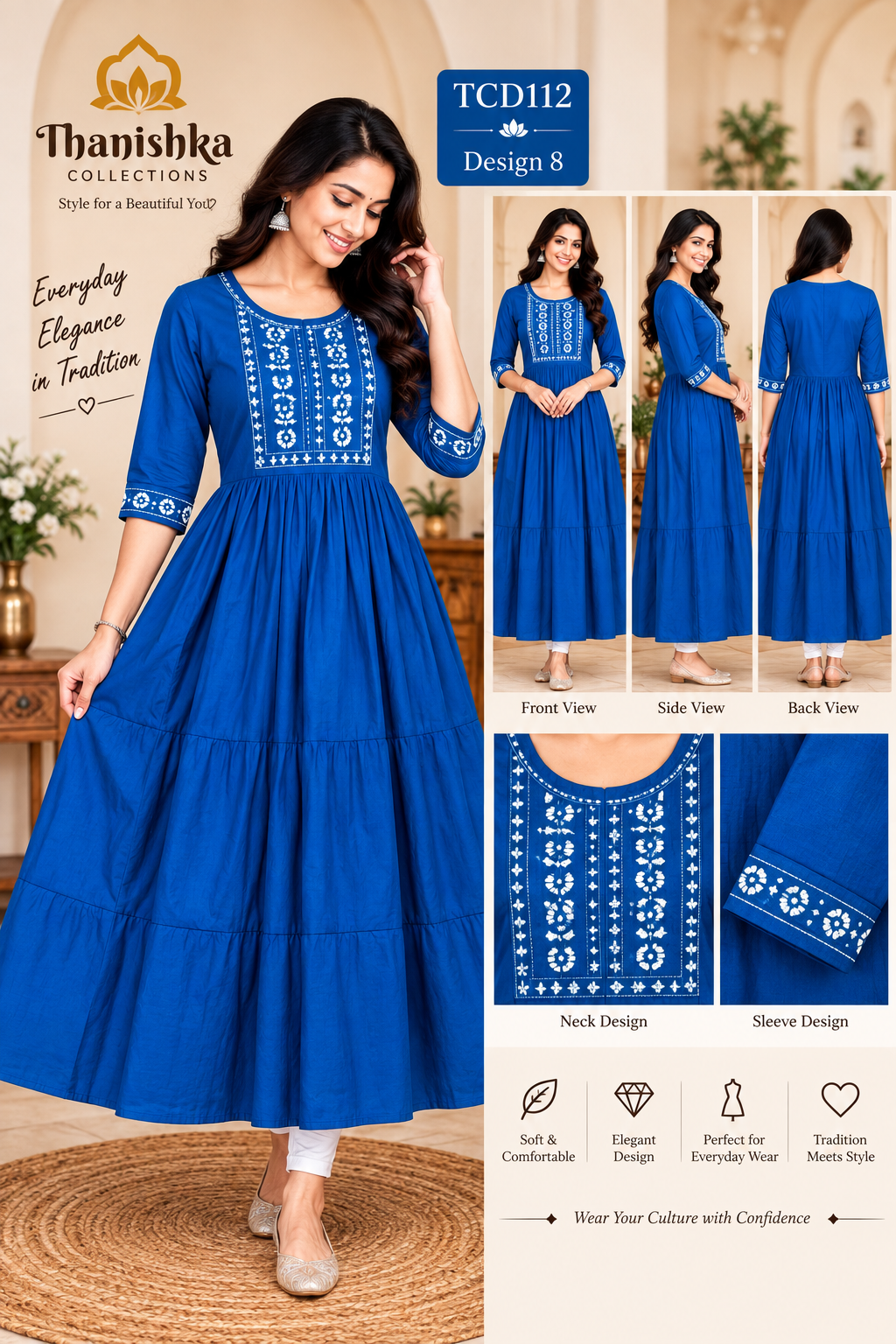 Vatican Silk Embroidery Umbrella Kurtis
