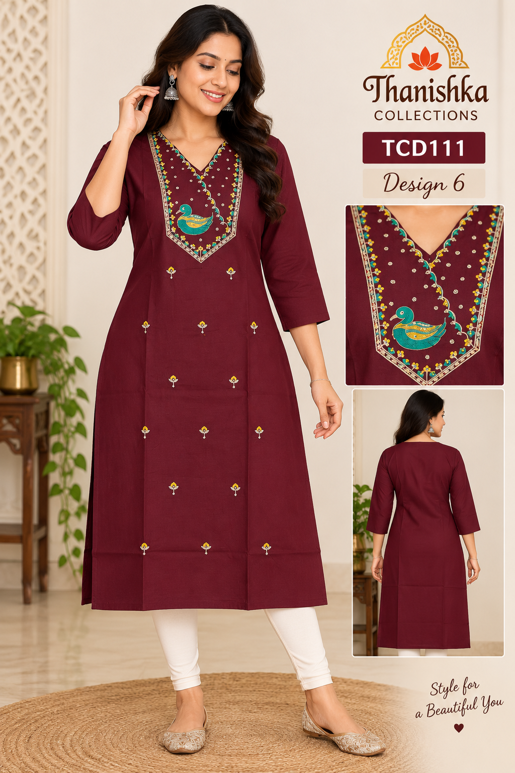 Vatican Silk Embroidery Kurts