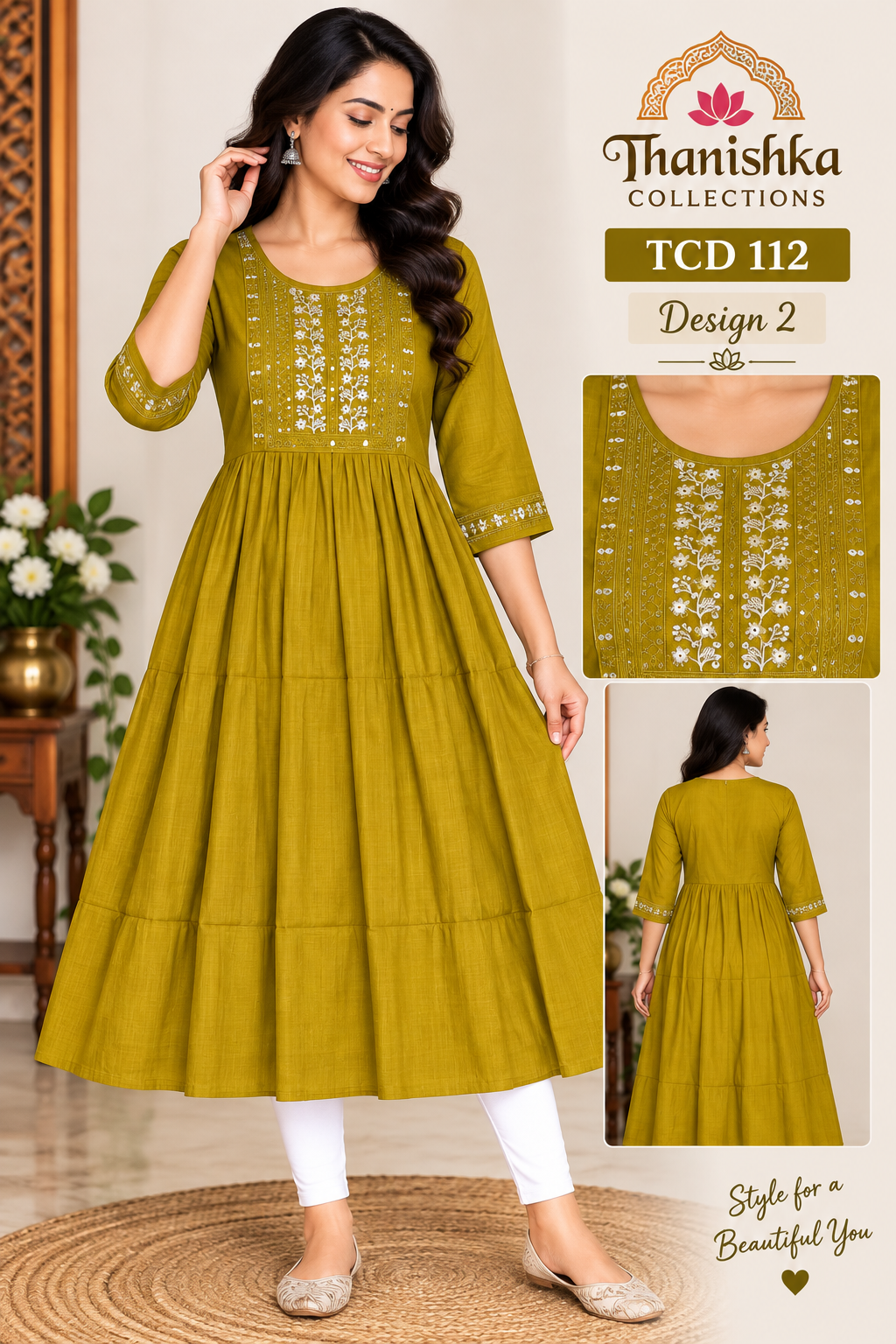 Vatican Silk Embroidery Umbrella Kurtis