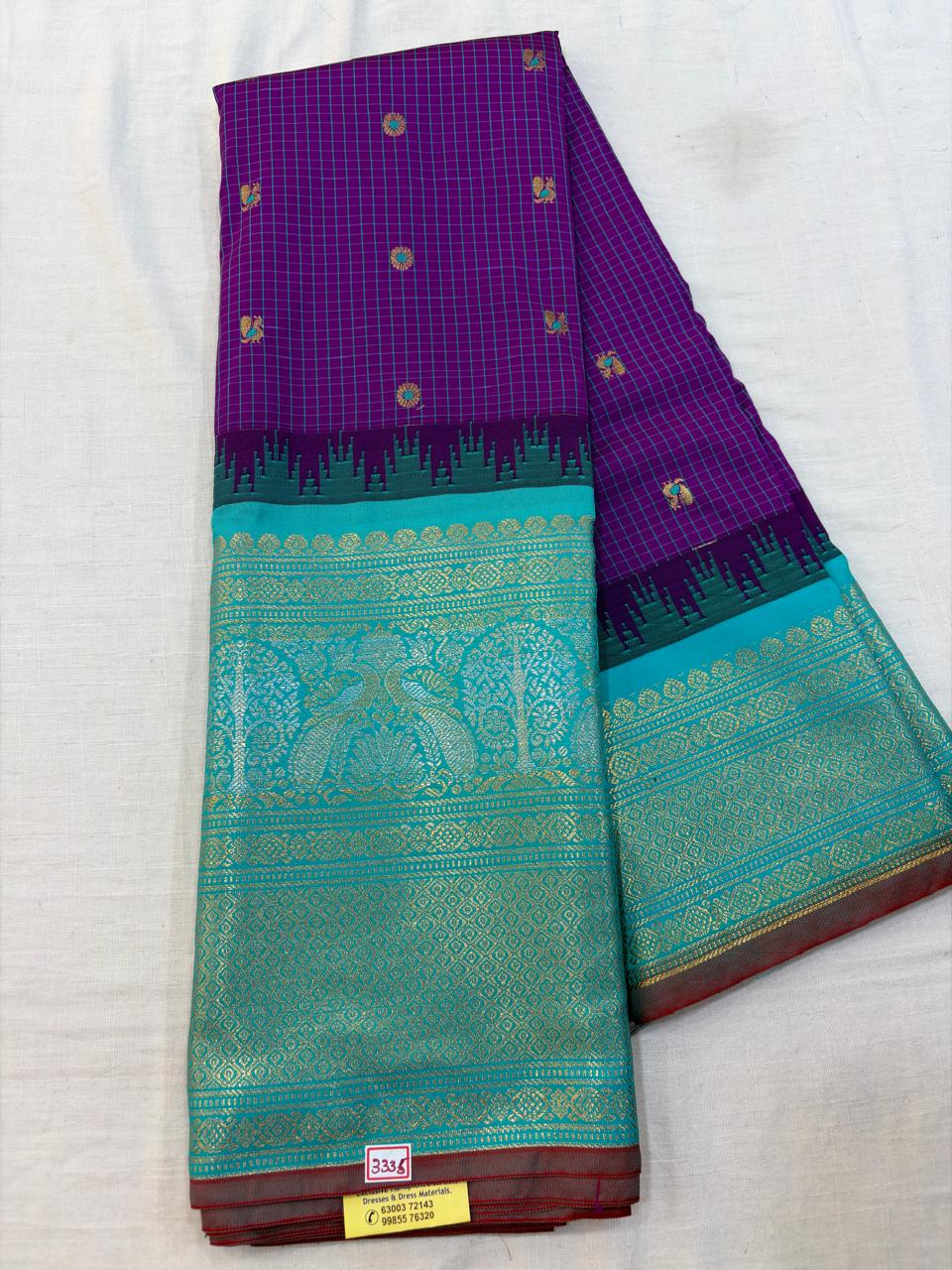 Semi Gadwal Checks Saree