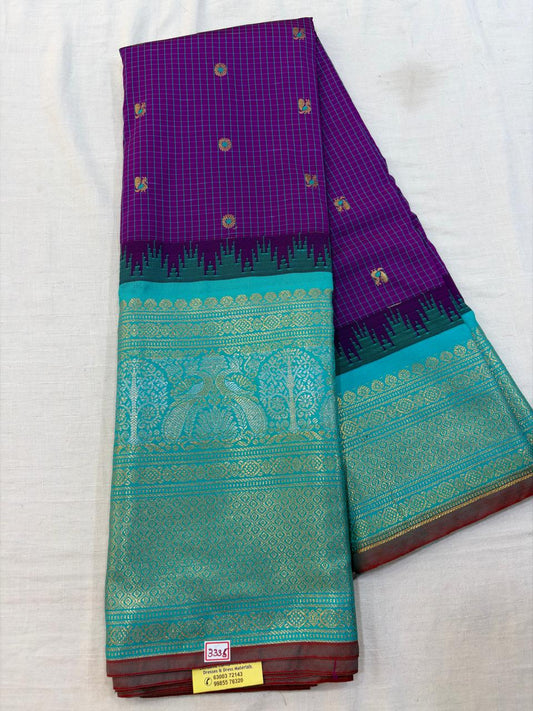 Semi Gadwal Checks Saree