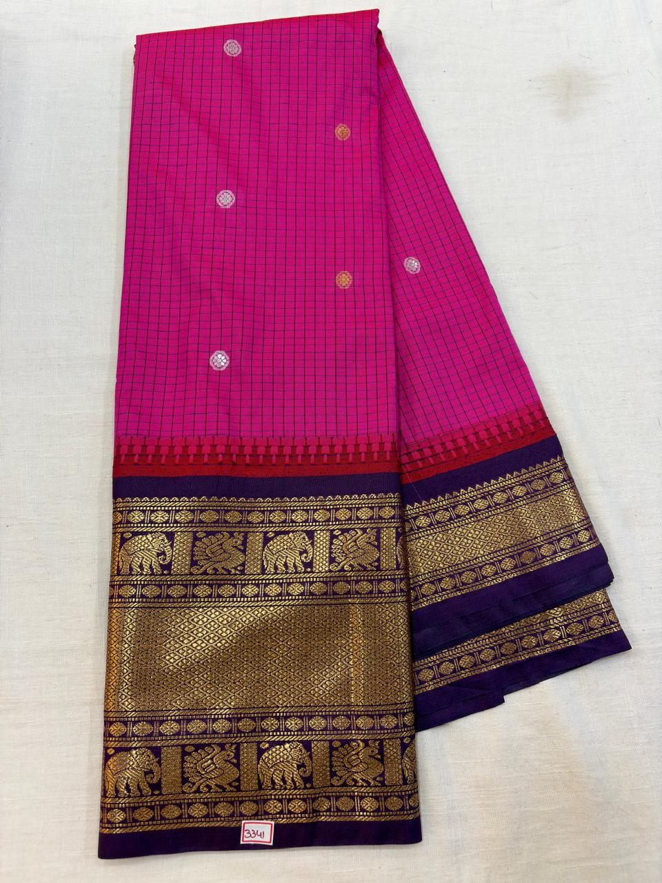Semi Gadwal Checks Saree