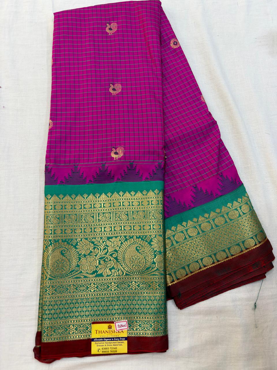 Semi Gadwal Checks Saree