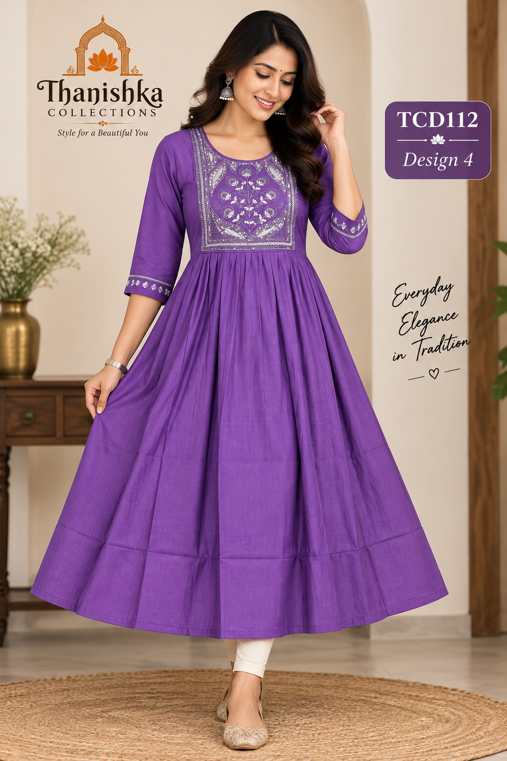 Vatican Silk Embroidery Umbrella Kurtis