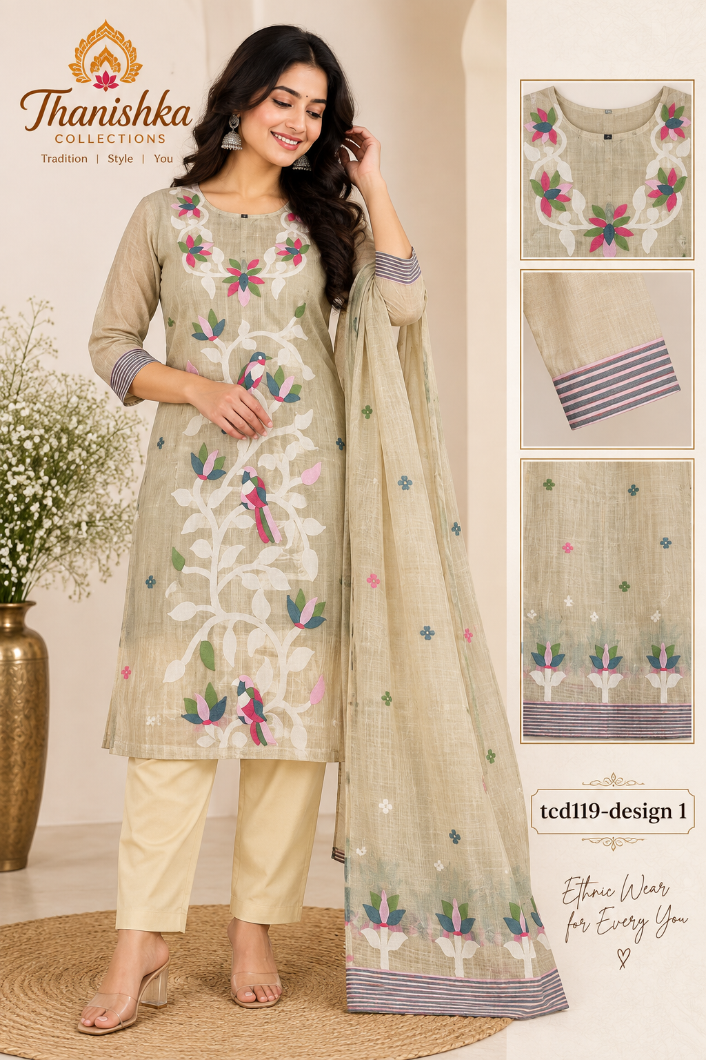 Jamdani 3 Piece Kurti Set