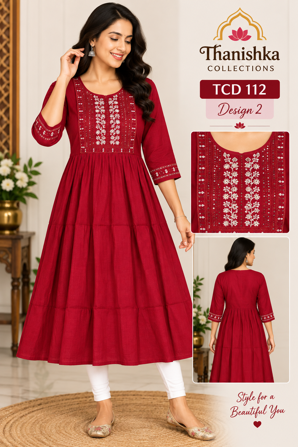 Vatican Silk Embroidery Umbrella Kurtis
