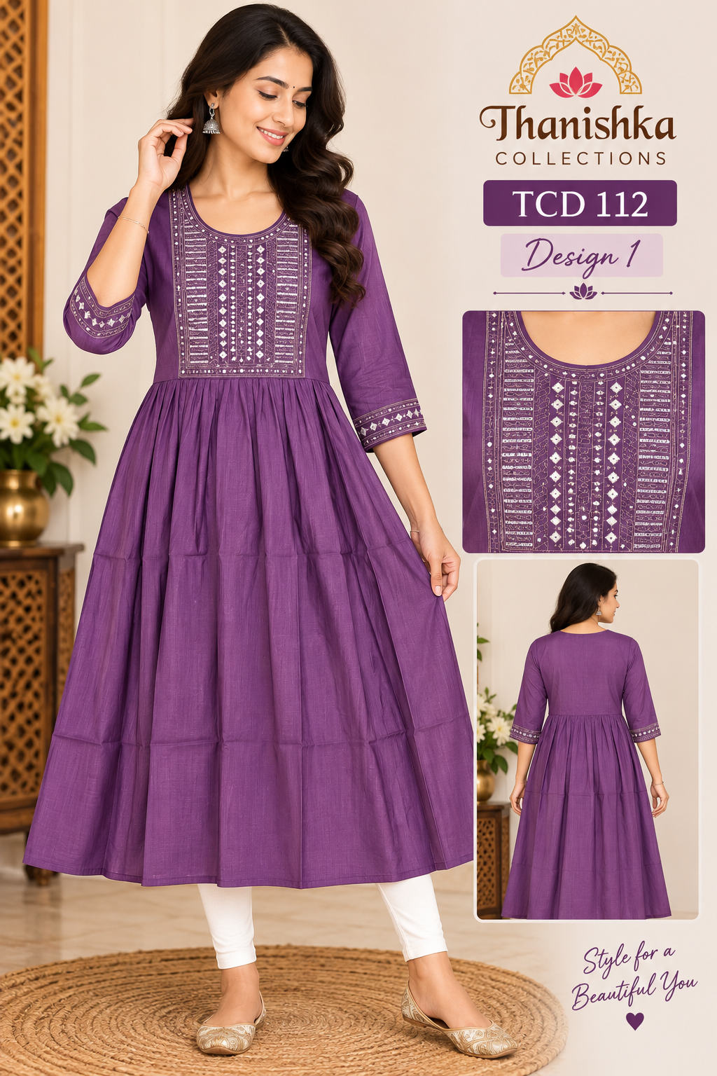 Vatican Silk Embroidery Umbrella Kurtis
