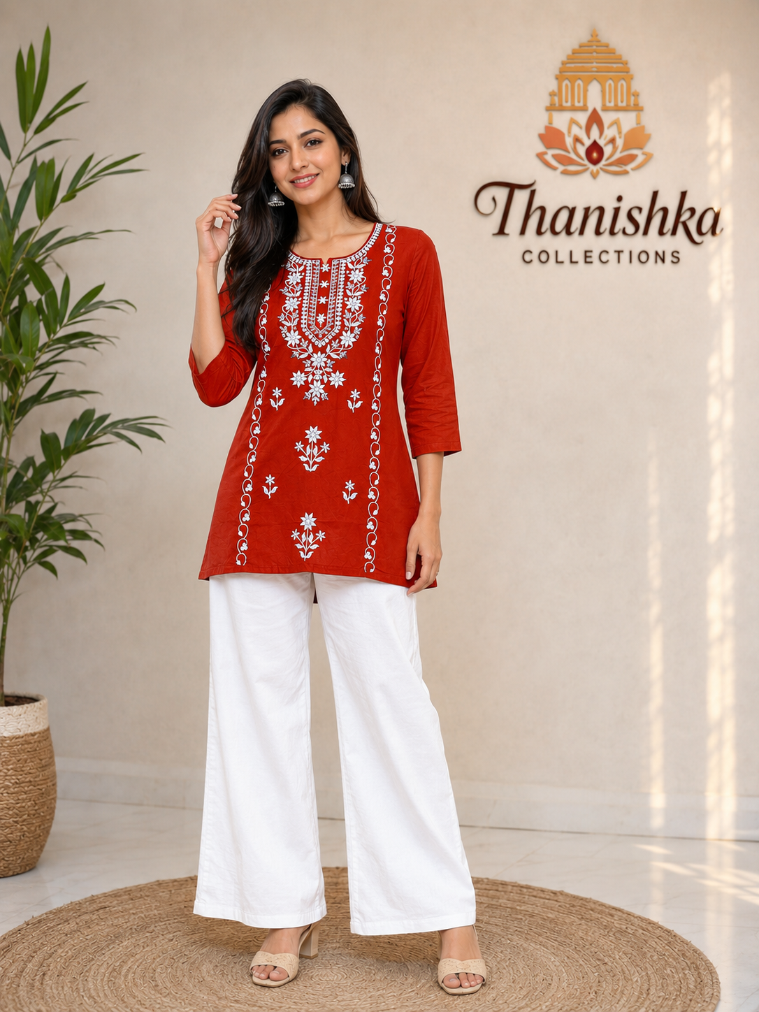 Rayon Lucknow work Short Top