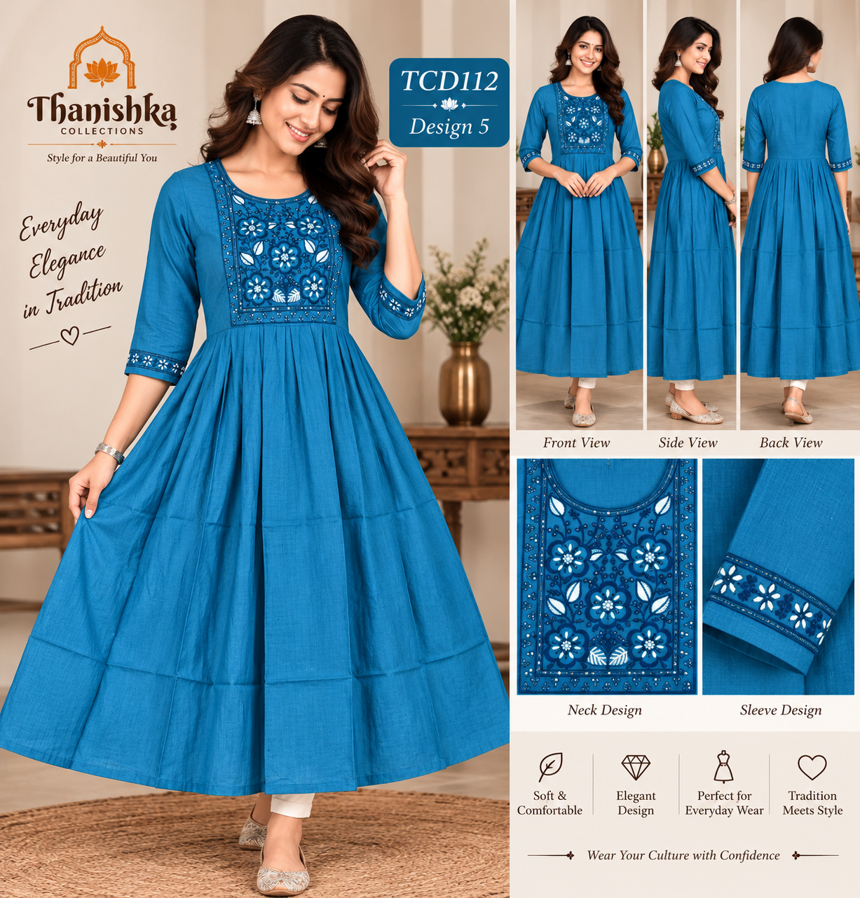 Vatican Silk Embroidery Umbrella Kurtis