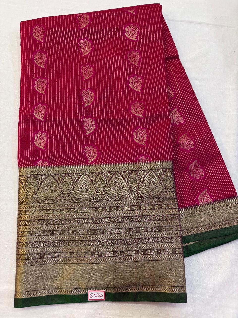 Semi Uppada Saree Pink with Green