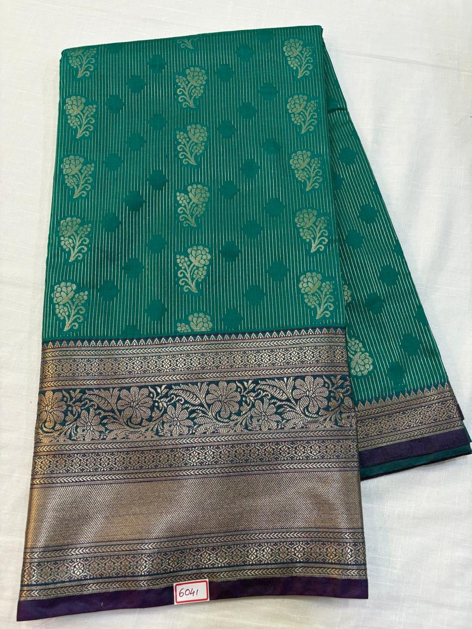 Semi Uppada Saree Sea Green with Purple