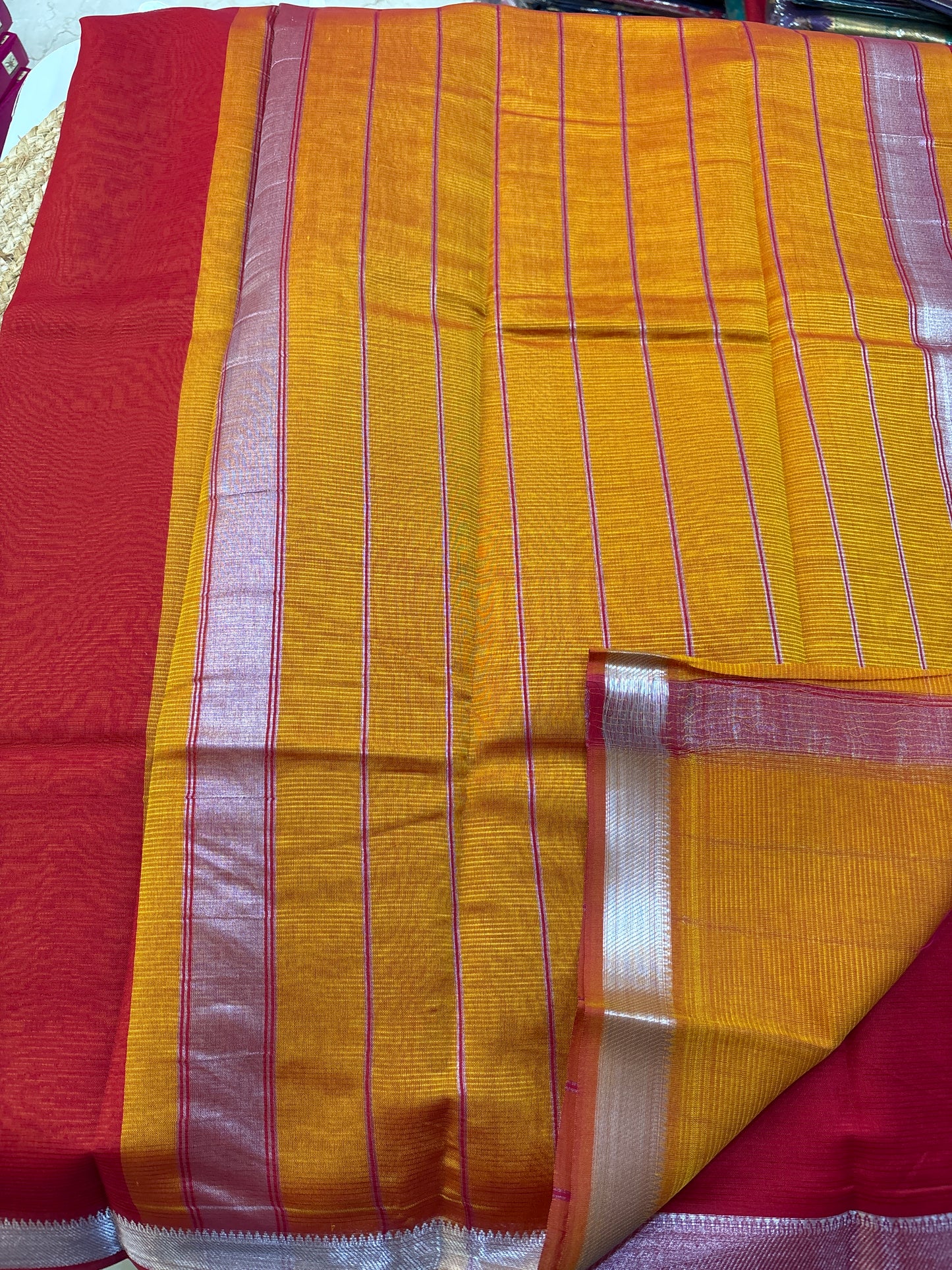 Mangalgiri Silk small  border Saree