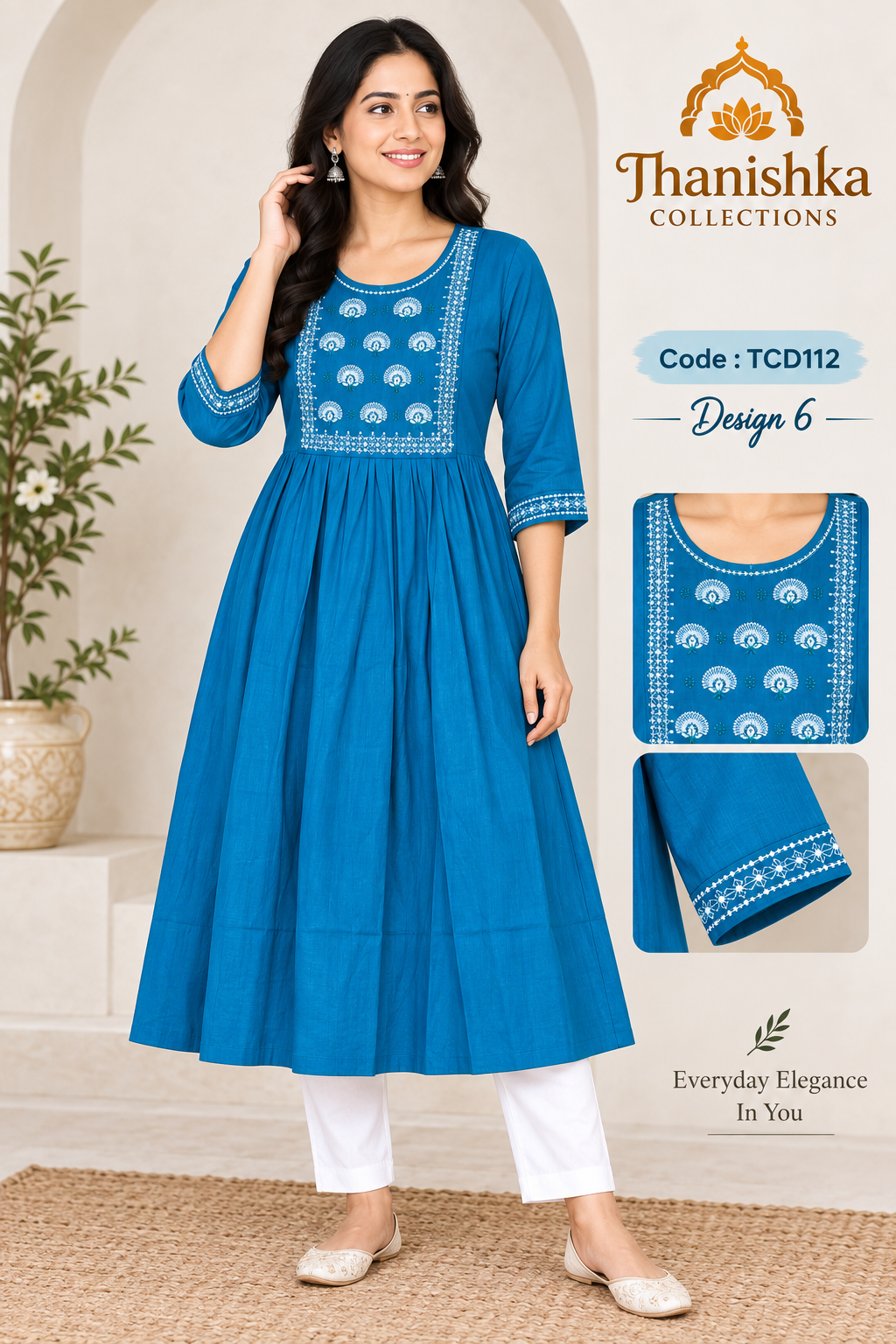 Vatican Silk Embroidery Umbrella Kurtis