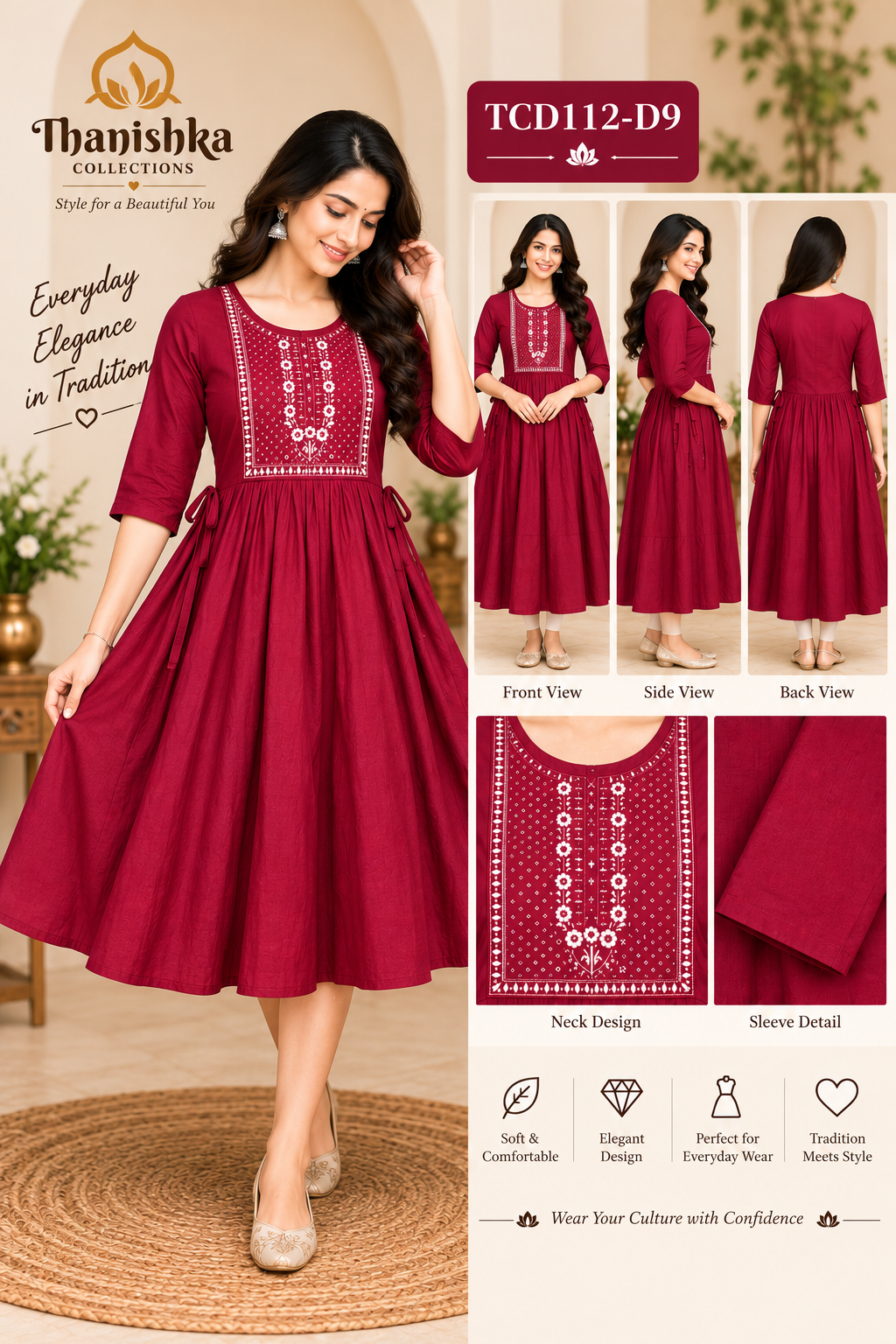 Vatican Silk Embroidery Umbrella Kurtis