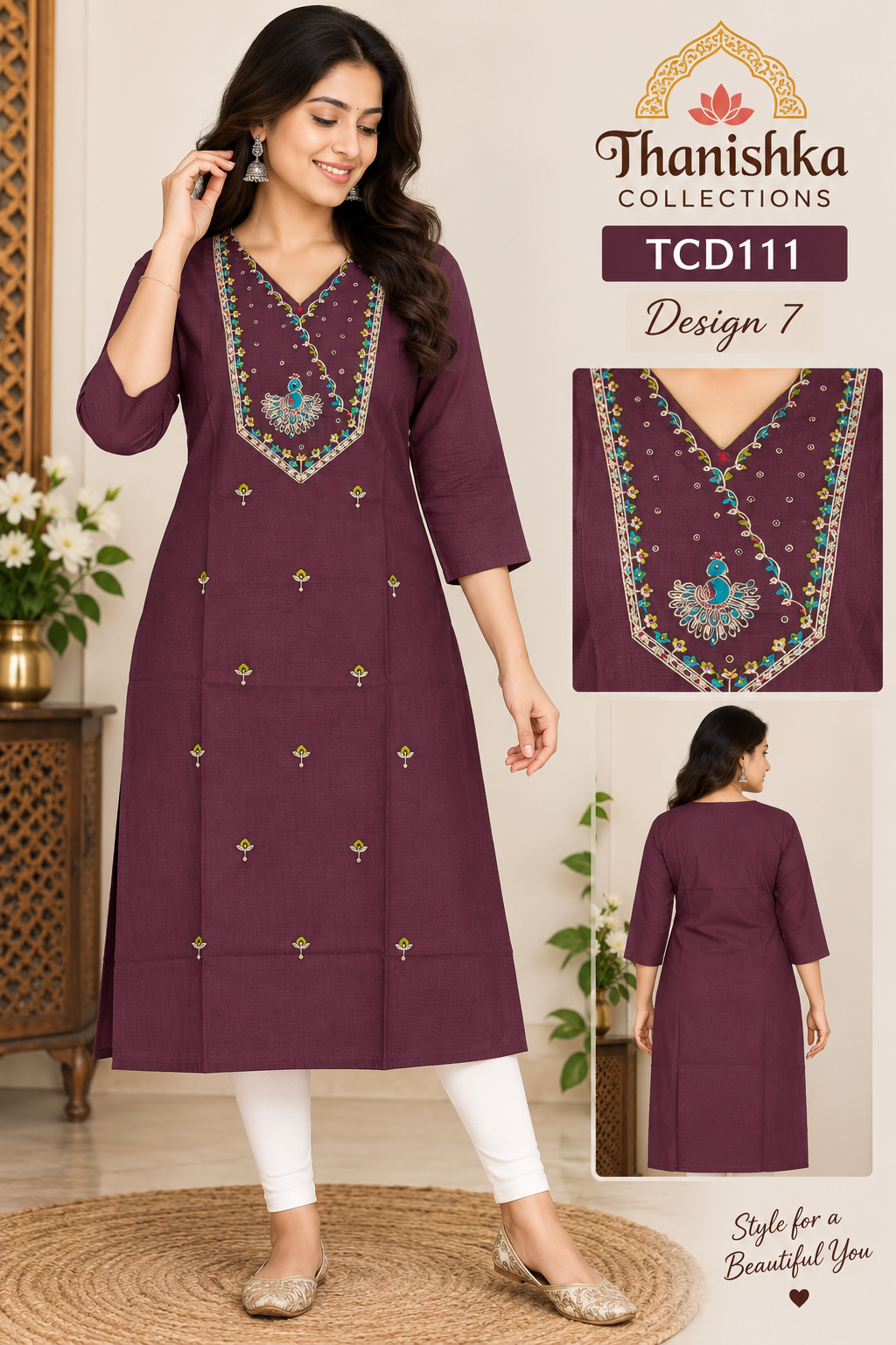 Vatican Silk Embroidery Kurts
