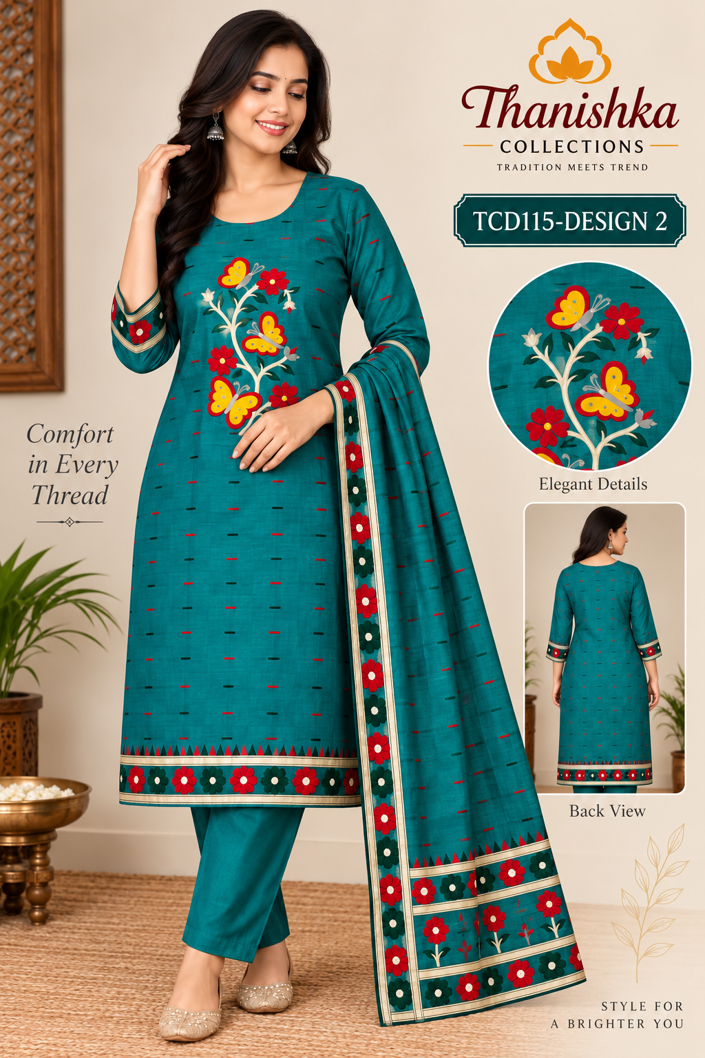 Jamdani 3 Piece Kurti Set