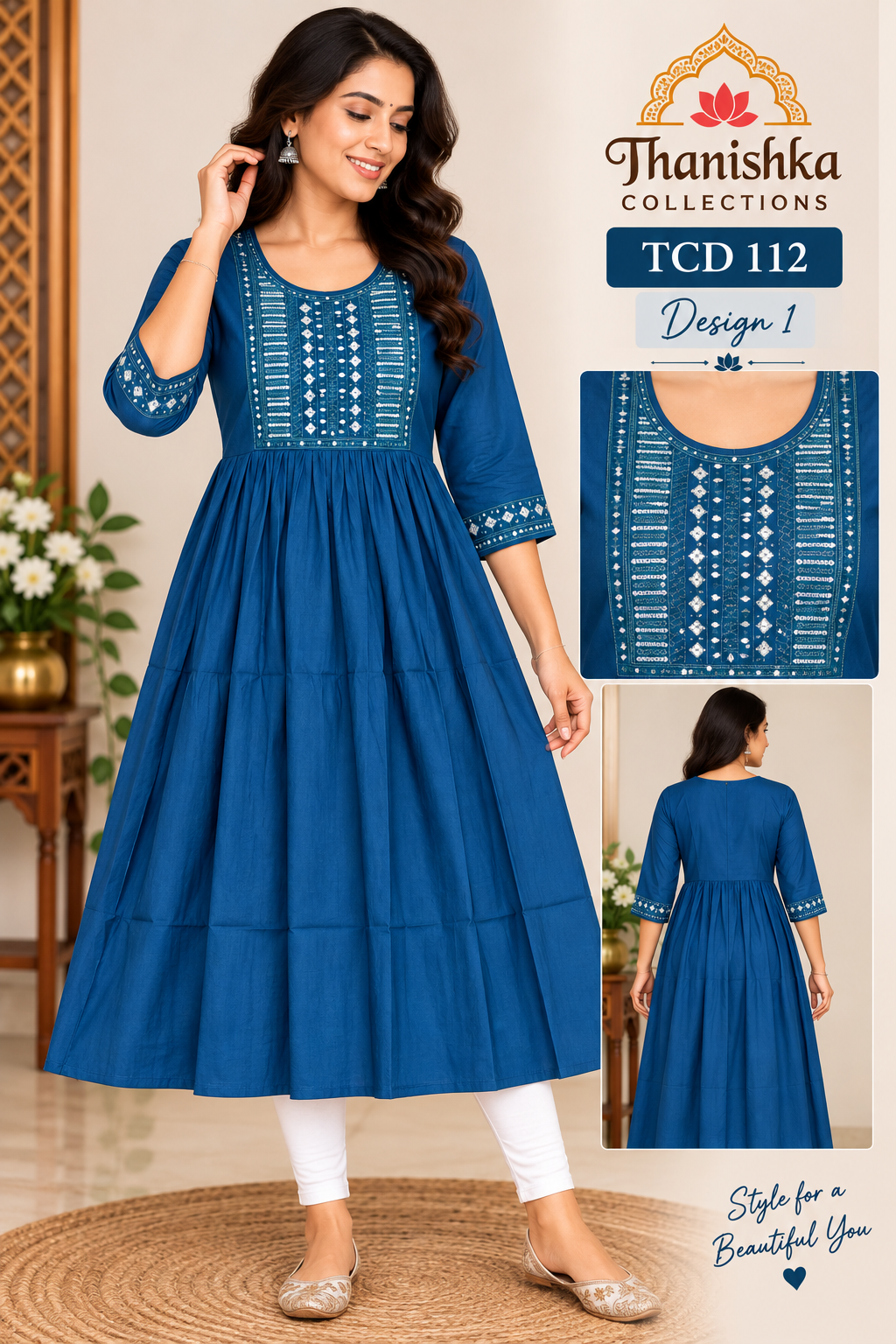 Vatican Silk Embroidery Umbrella Kurtis