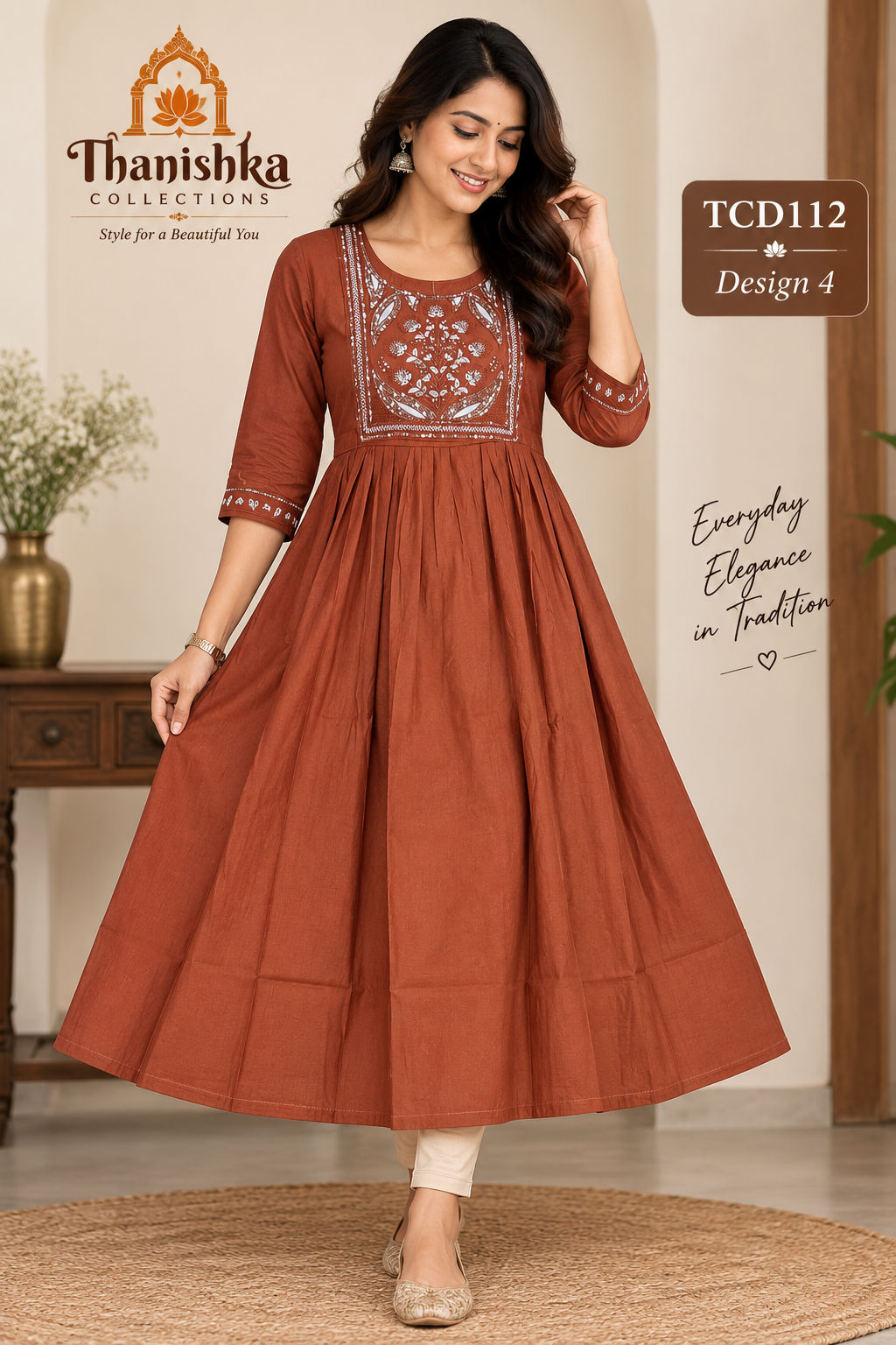 Vatican Silk Embroidery Umbrella Kurtis