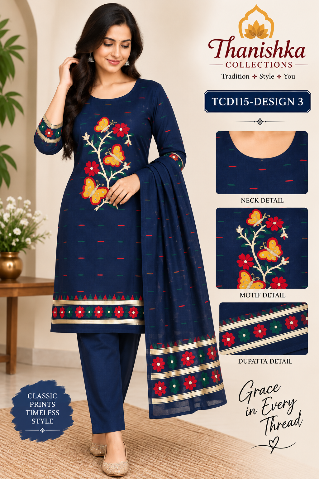 Jamdani 3 Piece Kurti Set