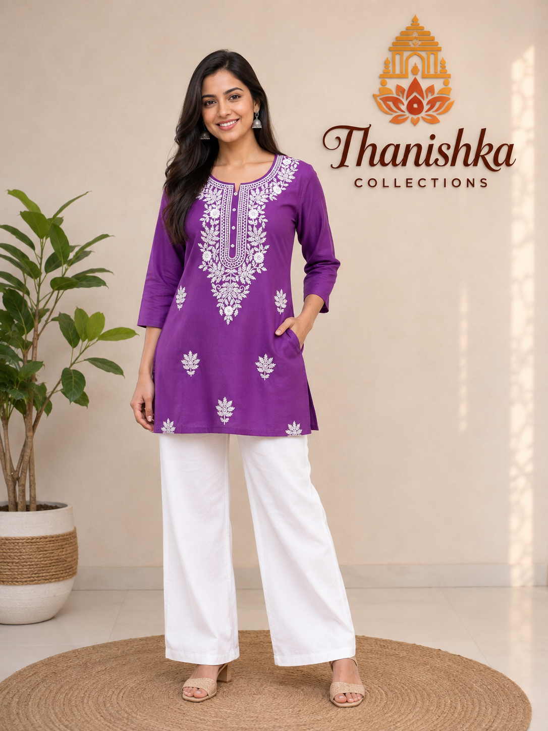 Rayon Lucknow work Short Top