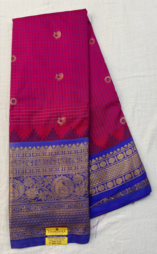 Semi Gadwal Checks Saree