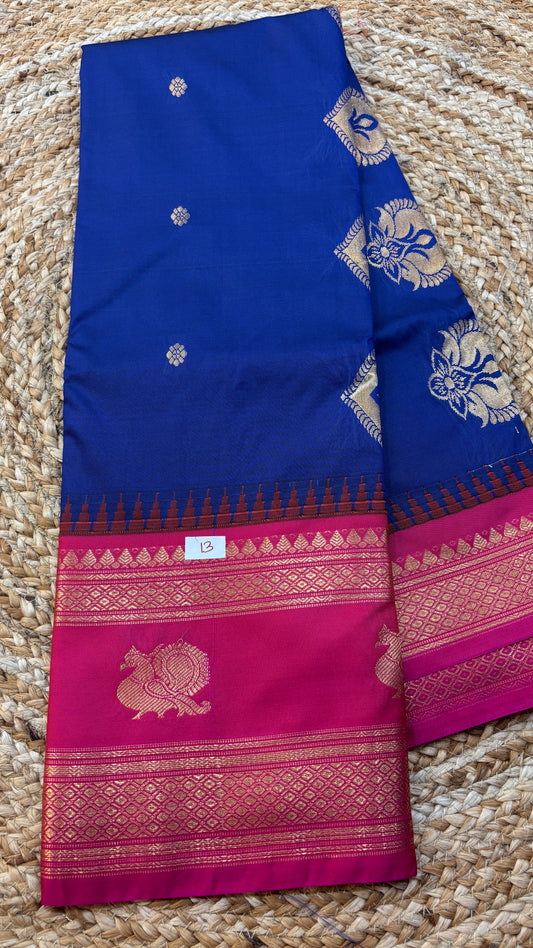 Semi Gadwal Silk Gap Border Saree-13