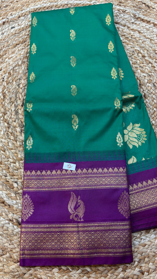 Semi Gadwal Silk Gap Border Saree-12