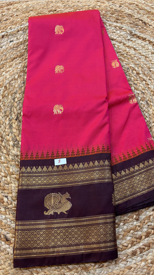 Semi Gadwal Silk Gap Border Saree-8