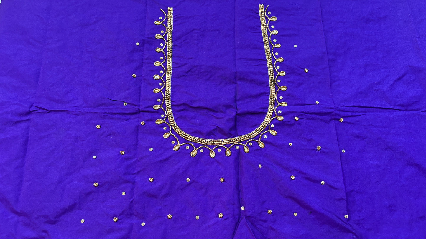 1.5 mtr Maggam work blouse- Purple