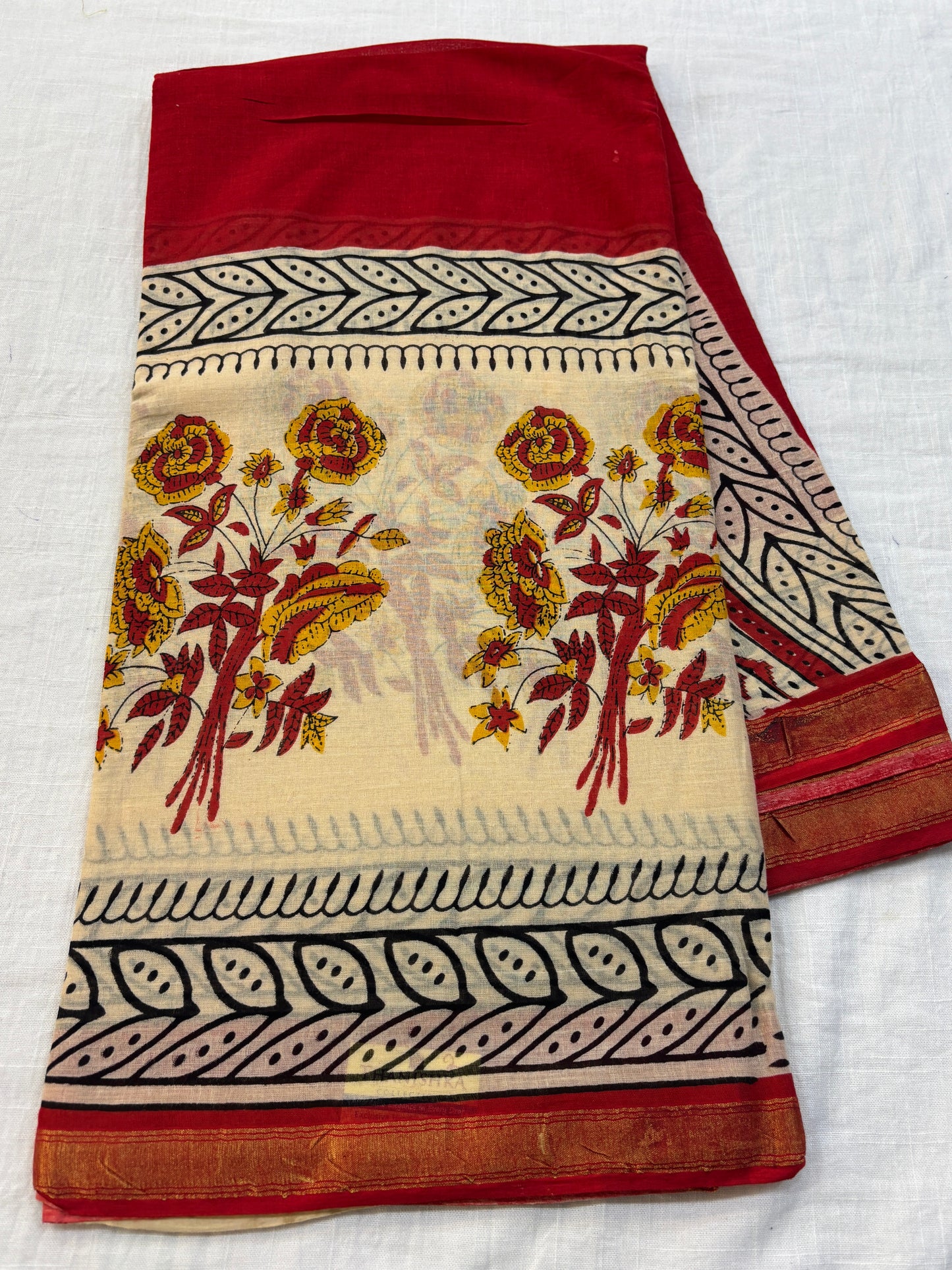 Chanderi cotton Block printed Saree