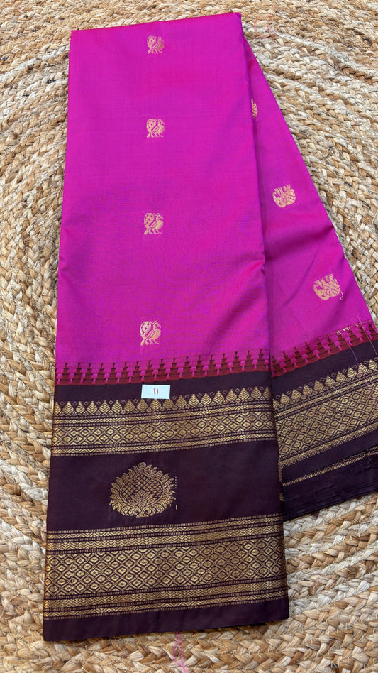 Semi Gadwal Silk Gap Border Saree-11