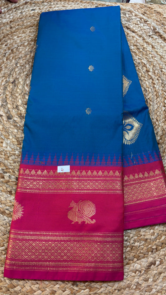 Semi Gadwal Silk Gap Border Saree-4