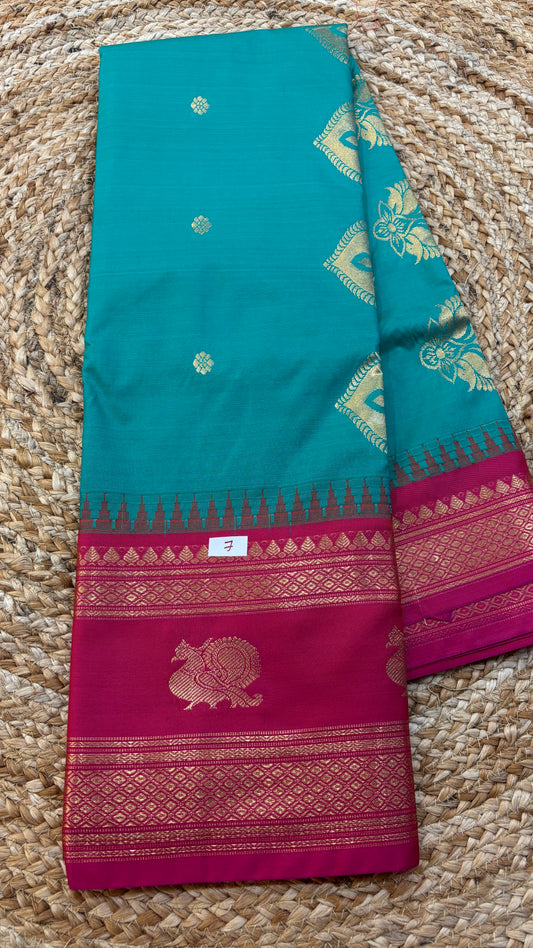 Semi Gadwal Silk Gap Border Saree-7