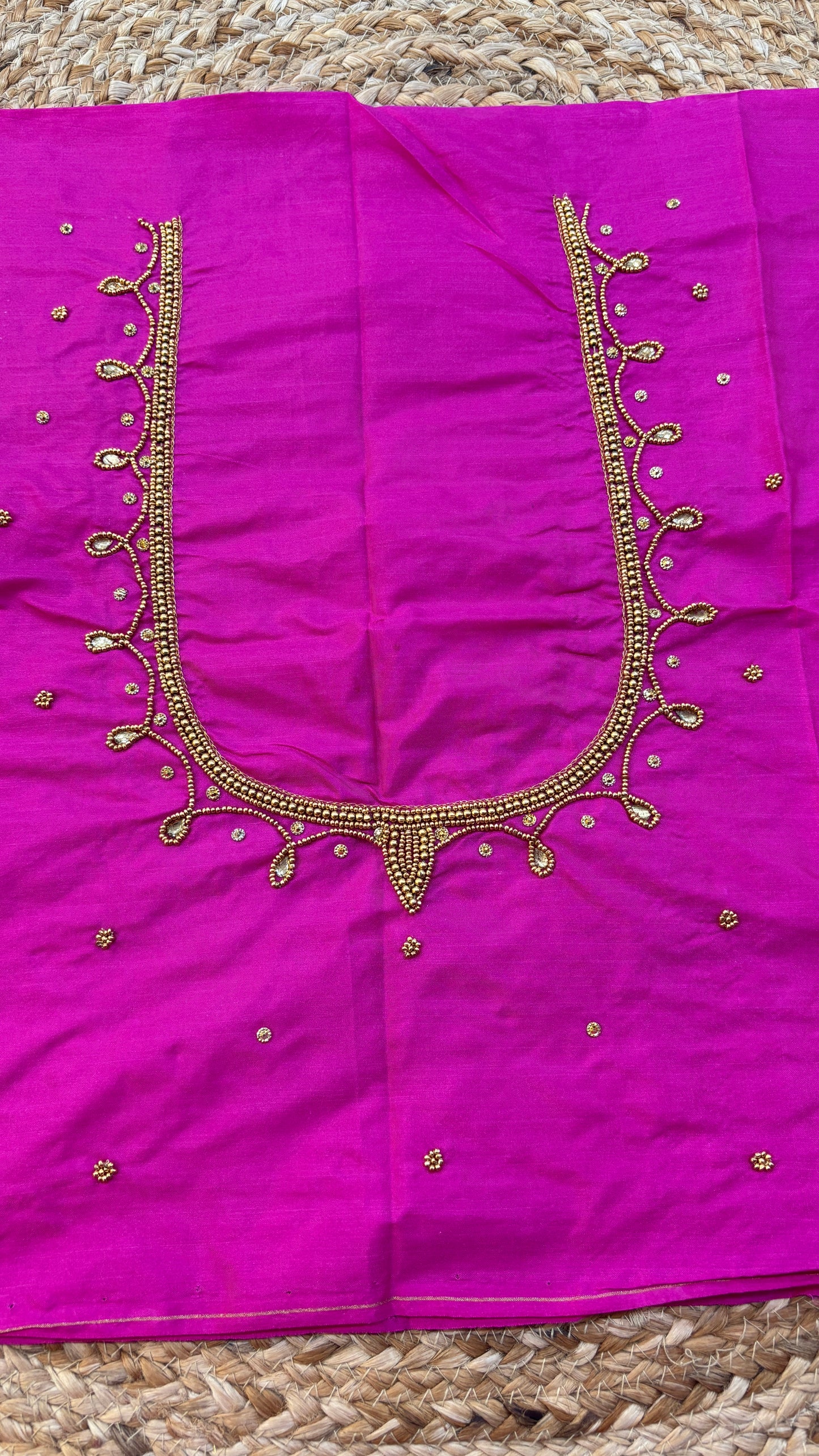 1.5 mtr Maggam work blouse-Pink