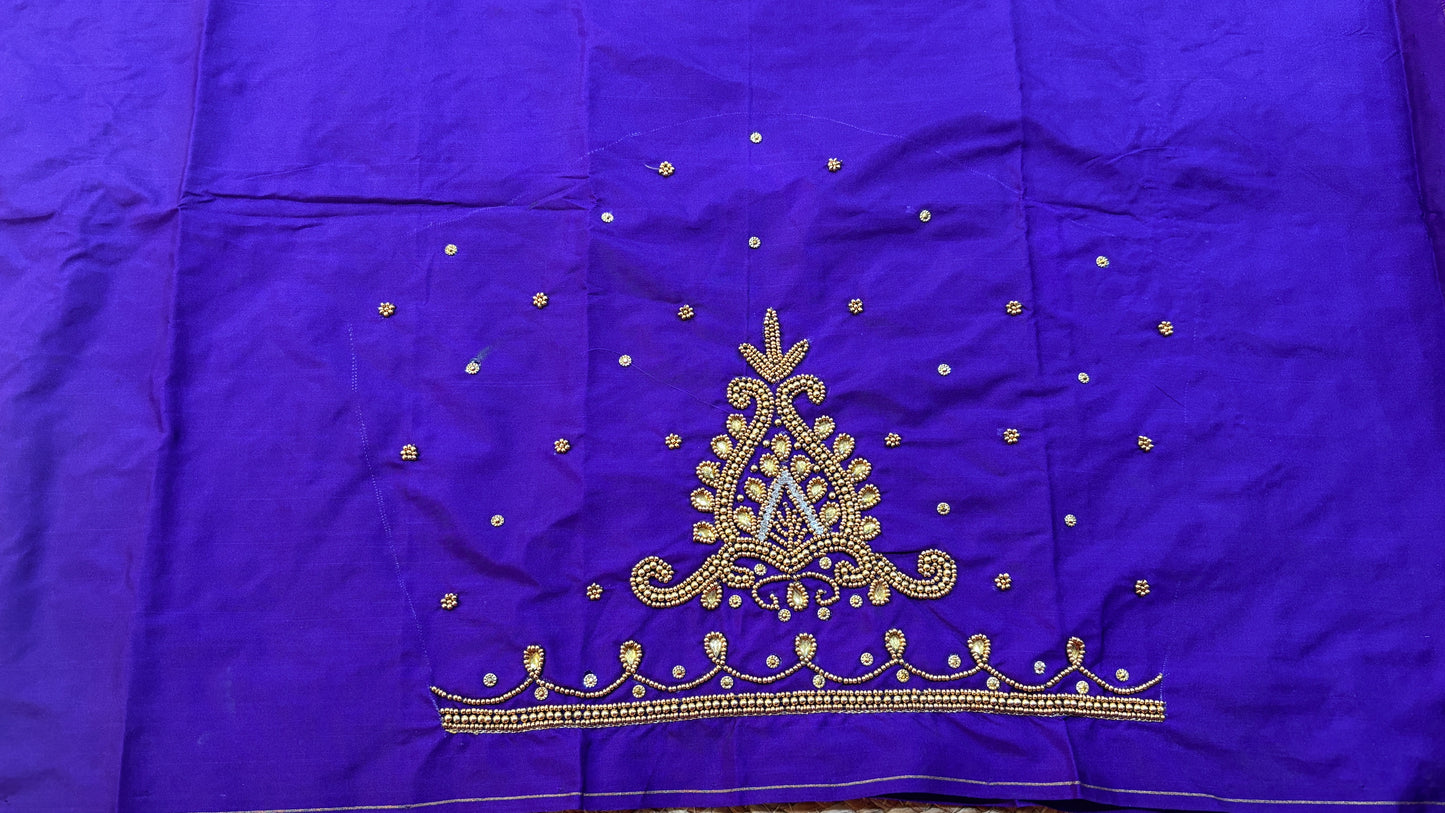 1.5 mtr Maggam work blouse- Purple