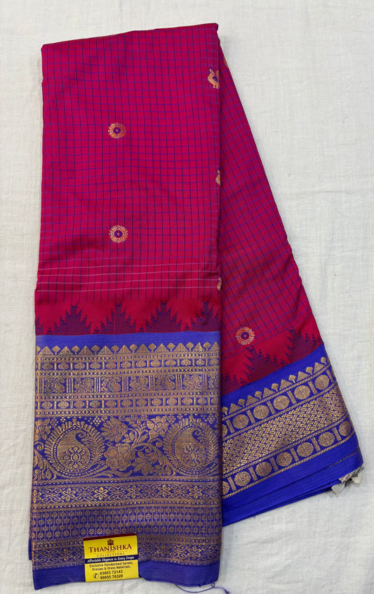 Semi Gadwal Checks Saree