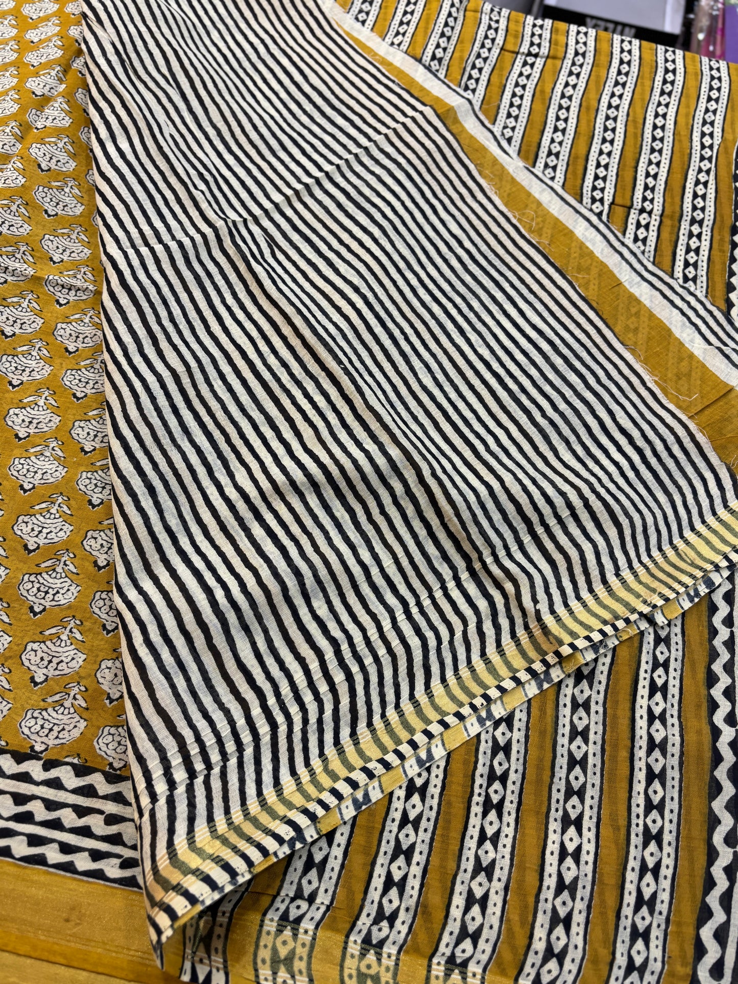 Chanderi cotton Block printed Saree