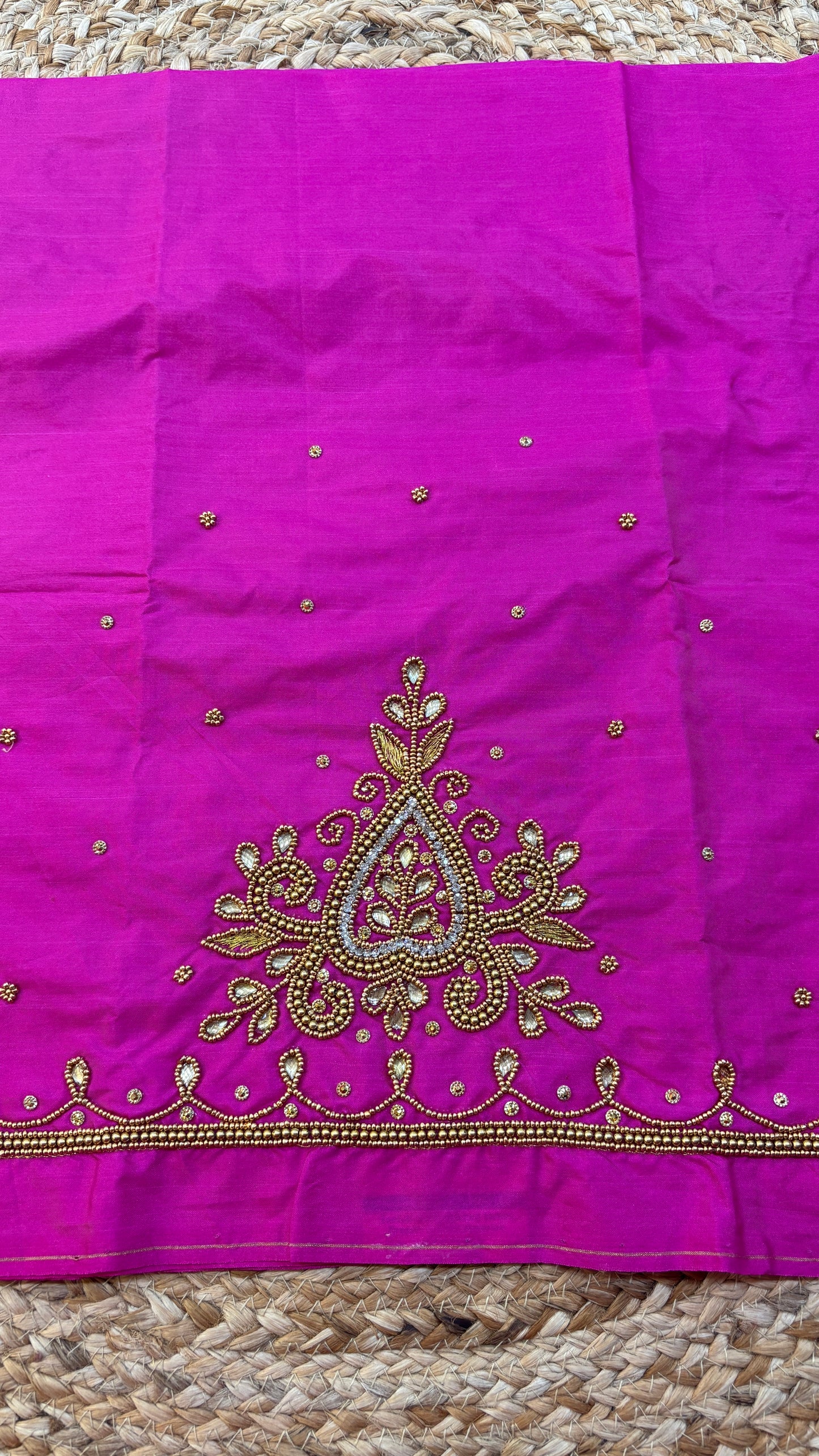 1.5 mtr Maggam work blouse-Pink
